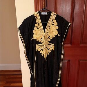 Black and Gold Embroidered Kaftan